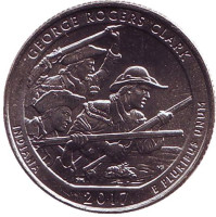 Национальный исторический парк имени Джорджа Роджерса Кларка. Монета 25 центов (D). 2017 год, США.