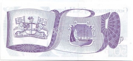 Банкнота 50 пенсов. 1979 год, Остров Святой Елены. Банкнота 50 пенсов. 1979 год, Остров Святой Елены.