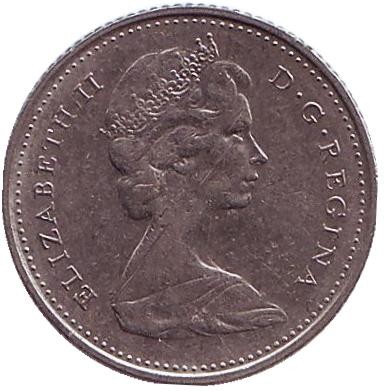 Монета 10 центов. 1973 год, Канада. Парусник.