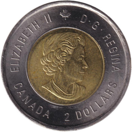 Монета 2 доллара. 2020 год, Канада. 100 лет со дня рождения Билла Рида. (Цветная).