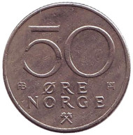 Монета 50 эре. 1974 год, Норвегия. Монета 50 эре. 1974 год, Норвегия.