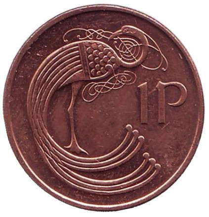 Монета 1 пенни. 2000 год, Ирландия. Птица. Ирландская арфа.