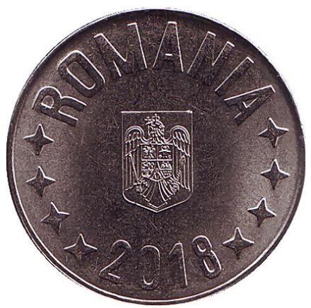 Монета 10 бани. 2018 год, Румыния.