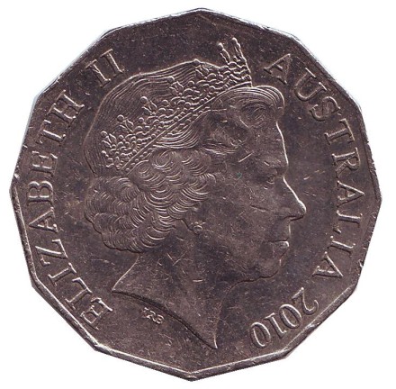 Монета 50 центов. 2010 год, Австралия. Монета 50 центов. 2010 год, Австралия.