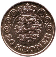 Монета 20 крон. 2017 год, Дания. Монета 20 крон. 2017 год, Дания.