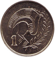 Монета 1 цент. 2004 год, Кипр. Птица. Монета 1 цент. 2004 год, Кипр. Птица.