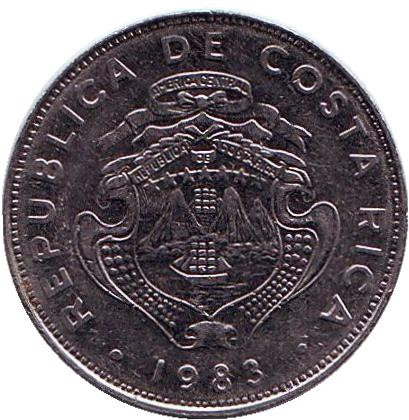 Монета 50 сантимов. 1983 год, Коста-Рика. Монета 50 сантимов. 1983 год, Коста-Рика.