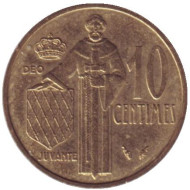 Монета 10 сантимов. 1978 год, Монако. Монета 10 сантимов. 1978 год, Монако.