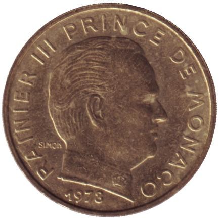 Монета 10 сантимов. 1978 год, Монако. Монета 10 сантимов. 1978 год, Монако.