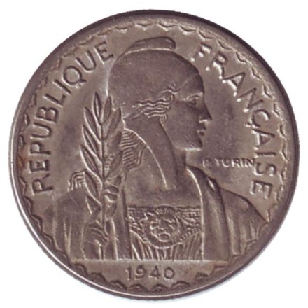 Монета 10 сантимов. 1940 год, Французский Индокитай. Монета 10 сантимов. 1940 год, Французский Индокитай.