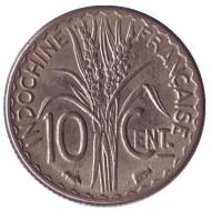 Монета 10 сантимов. 1940 год, Французский Индокитай. Монета 10 сантимов. 1940 год, Французский Индокитай.