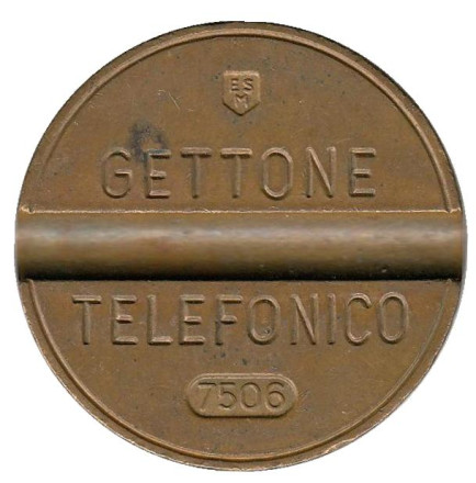 Телефонный жетон. 7506. Италия. 1975 год. (Отметка: ESM)