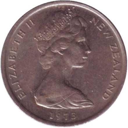 Монета 5 центов. 1973 год, Новая Зеландия. Гаттерия. Монета 5 центов. 1973 год, Новая Зеландия. Гаттерия.