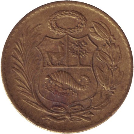 Монета 1/2 соля. 1965 год, Перу. Монета 1/2 соля. 1965 год, Перу.