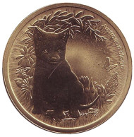 Монета 1 доллар. 2011 год, Австралия. Динго. Серия "Детёныши диких животных".