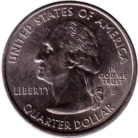 Монета 25 центов (D). 2001 год, США. Северная Каролина. Штат № 12.