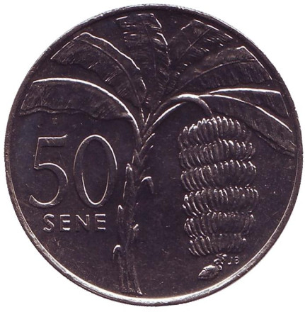 Монета 50 сене. 2006 год, Самоа. Банановое дерево.