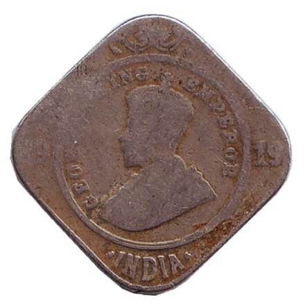 Монета 2 анны. 1919 год, Индия Британская.