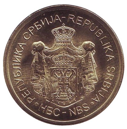 Монета 5 динаров. 2018 год, Сербия. UNC. Крушедольский монастырь.