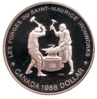 Монета 1 доллар. 1988 год, Канада. Proof. 250 лет кузницам Сен-Мориса. Монета 1 доллар. 1988 год, Канада. Proof. 250 лет кузницам Сен-Мориса.