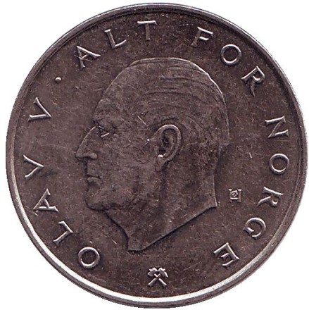 Монета 1 крона. 1989 год, Норвегия. Корона. Монета 1 крона. 1989 год, Норвегия. Корона.