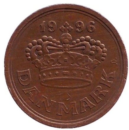 Монета 50 эре. 1996 год, Дания.