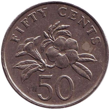 Монета 50 центов. 1987 год. Сингапур. Алламанда.