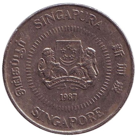 Монета 50 центов. 1987 год. Сингапур. Алламанда.