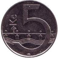 Монета 5 крон. 2013 год, Чехия. Монета 5 крон. 2013 год, Чехия.