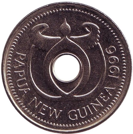 Монета 1 кина. 1996 год, Папуа-Новая Гвинея. Крокодилы. Монета 1 кина. 1996 год, Папуа-Новая Гвинея. Крокодилы.