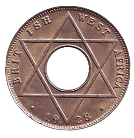Монета 1/10 пенни. 1928 год, Британская Западная Африка. Из обращения. Без отметки монетного двора.