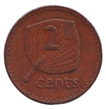 Монета 2 цента. 1976 год, Фиджи. Веерная пальма.