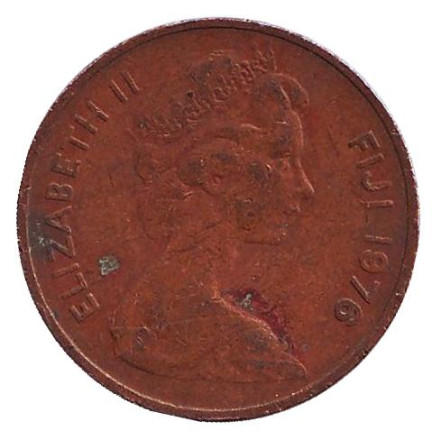 Монета 2 цента. 1976 год, Фиджи. Веерная пальма. Монета 2 цента. 1976 год, Фиджи. Веерная пальма.