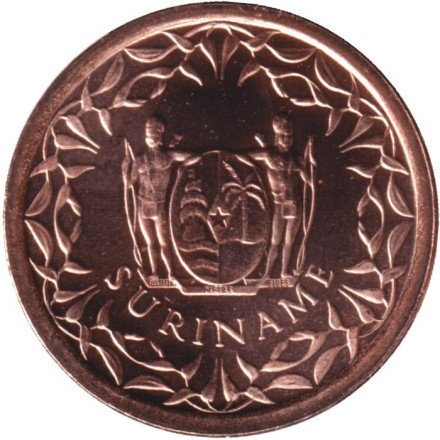 Монета 1 цент. 2012 год, Суринам.