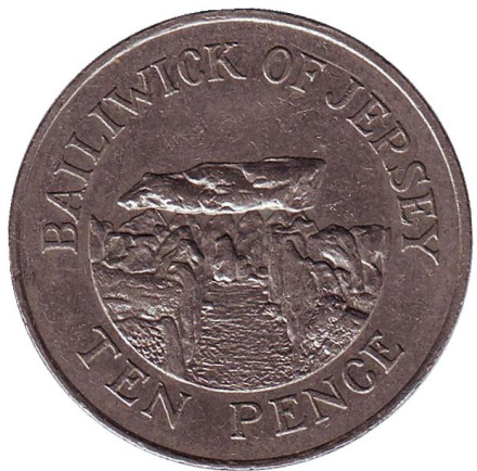 Монета 10 пенсов, 1987 год, Джерси. Дольмен.