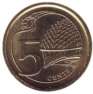 Монета 5 центов, 2013 год, Сингапур. Театр Эспланада. Монета 5 центов, 2013 год, Сингапур. Театр Эспланада.