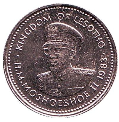 Монета 10 лисенте. 1983 год, Лесото. Ангорская коза.