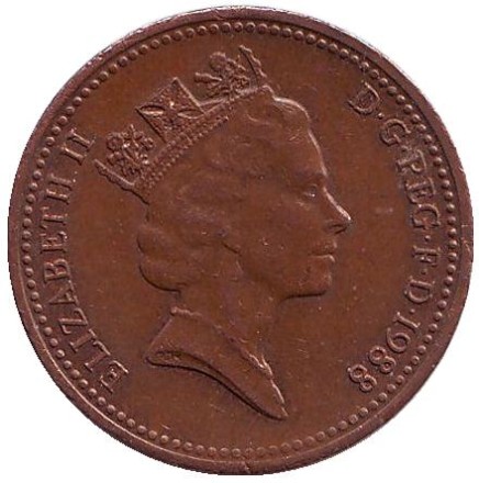 Монета 1 пенни. 1988 год, Великобритания.