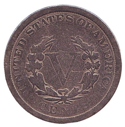 Монета 5 центов. 1907 год, США. Монета 5 центов. 1907 год, США.