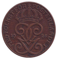 Монета 2 эре. 1925 год, Швеция. Монета 2 эре. 1925 год, Швеция.