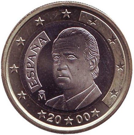 Монета 1 евро. 2000 год, Испания.
