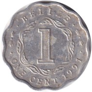 Монета 1 цент. 1991 год, Белиз. Монета 1 цент. 1991 год, Белиз.