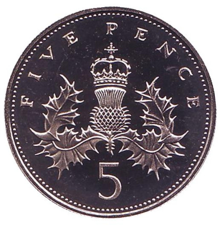 Монета 5 пенсов. 1983 год, Великобритания. Proof.