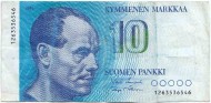 Банкнота 10 марок. 1986 год, Финляндия. Пааво Нурми. P-113a(4). Банкнота 10 марок. 1986 год, Финляндия. Пааво Нурми. P-113a(4).