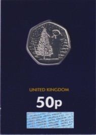 Монета 50 пенсов. 2024 год, Великобритания. Снеговик. В блистере. Монета 50 пенсов. 2024 год, Великобритания. Снеговик. В блистере.