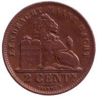 Монета 2 сантима. 1919 год, Бельгия. (Der Belgen) Монета 2 сантима. 1919 год, Бельгия. (Der Belgen)