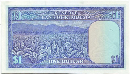 Банкнота 1 доллар. 1979 год, Родезия.
