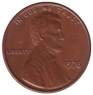 Монета 1 цент. 1976 год (P), США. Линкольн. Монета 1 цент. 1976 год (P), США. Линкольн.