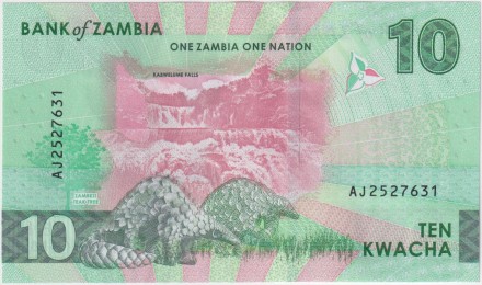 Банкнота 10 квача. 2024 год, Замбия. Банкнота 10 квача. 2024 год, Замбия.
