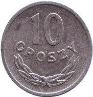 Монета 10 грошей. 1961 год, Польша. Монета 10 грошей. 1961 год, Польша.